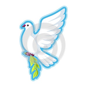 White dove of peace bears olive branch