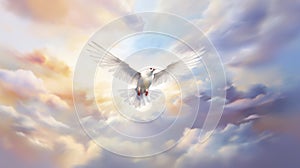 White dove symbolizes peace and hope, serving as an inspiration for spirituality and faith in Christianity, especially in context