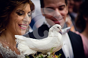 White dove. wedding couple