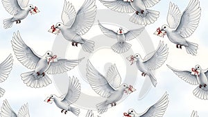 White Doves Flying in Formation