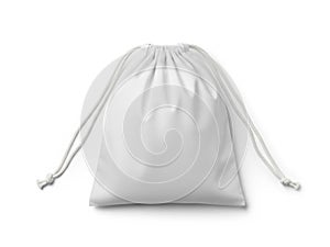 White drawstring bag isolated on white background