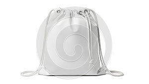 White drawstring bag isolated on white background
