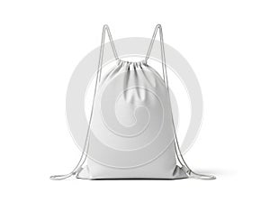 White drawstring bag isolated on white background