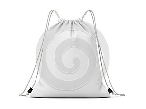 White drawstring bag isolated on white background