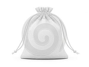 White drawstring bag isolated on white background