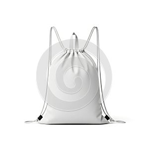 White drawstring bag isolated on white background