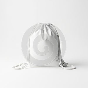 White drawstring bag isolated on white background