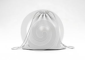 White drawstring bag isolated on white background
