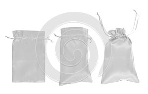 White drawstring bag packaging isolated photo