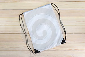 White drawstring pack template, mockup of bag for sport shoes photo