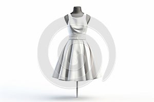 White dress on a mannequin isolated on white background. 3d rendering