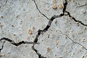 White dried and cracked ground. erosion earth background. cracked dry wall surface. white natural cracked texture