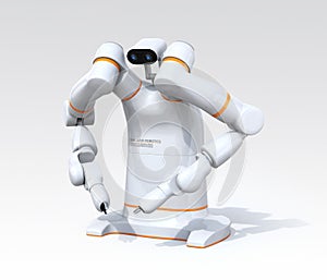 White dual-arm robot on gradient background