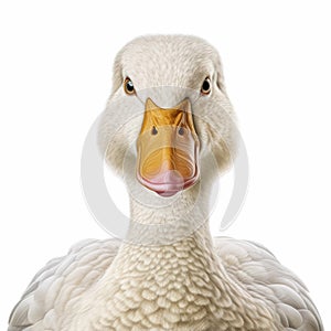 Realistic Hyper-detailed Duck Close-up Illustration On White Background