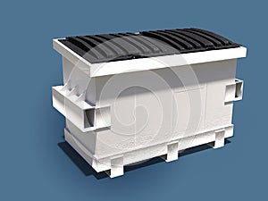 White dumpster with closed lids 3d Render