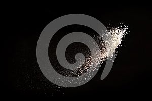 White dust debris on isolated on black background