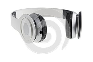 White earphones with black padding photo