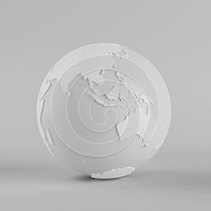 White Earth Globe Planet in Clay Style. 3d Rendering