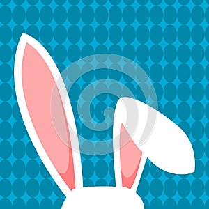 White Easter Bunny Ears On Blue Background