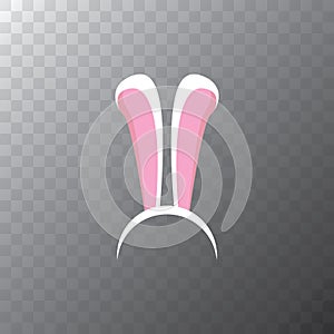 White easter bunny funky mask with rabbit ears isolated on transparent background. vector Kids easter party mask