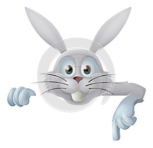 White Easter bunny pointing down photo