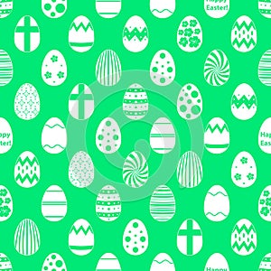 White Easter eggs design seamless green pattern