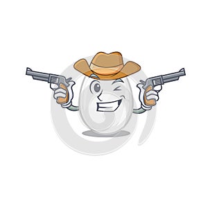 White egg Cowboy cartoon concept having guns