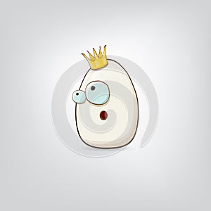 white egg king with crown cartoon characters isolated on grey background. My name is egg vector concept illustration