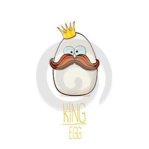 White egg king with crown cartoon characters isolated on white background. My name is egg vector concept illustration