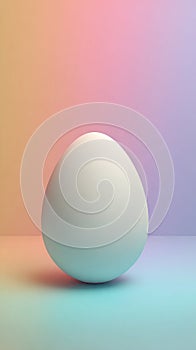 White Egg on Pastel Background - Minimalist Composition