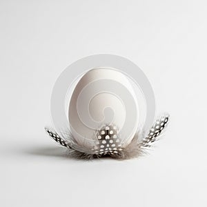 White Easter Egg on Silver Stand Isolated on Grey Background