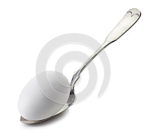 White egg in a spoon