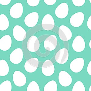 White eggs on blue background seamless pattern. Easter eggs wallpaper