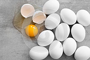 White eggs on a concrete table