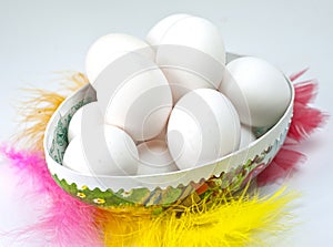 White eggs in an Easter egg