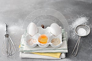 white eggs and egg yolk on a ceramic stand