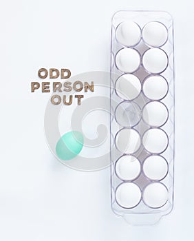 White Eggs with Green Odd Person Out