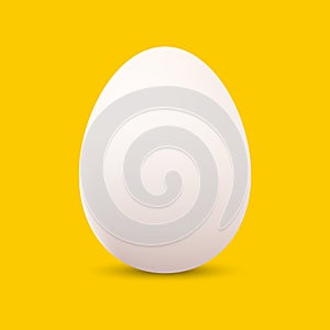 White eggshell, Happy easter holiday, Egg isolated, Realistic animal egg on yellow background, Vector illustration.