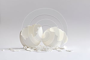 White eggshells on white background