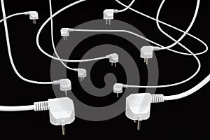 White electric cables with schuko plugs