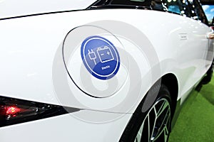 White electric car with \