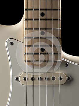 White electric guitar close up