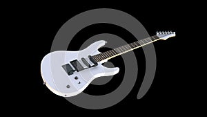 White electric guitar, music instrument isolated on black