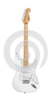 White Electric Guitar Music Instrument Isolated on White background