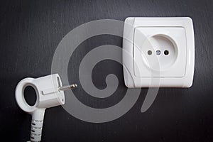 White electric plug and socket