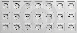 White electric power sockets background. 3d illustration