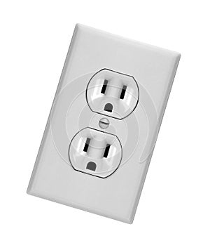 White electric wall outlet receptacle