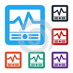 White Electrical measuring instruments icon isolated on white background. Analog devices. Electrical appliances. Set