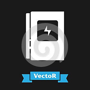 White Electrical panel icon isolated on black background. Vector