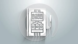 White Electrical panel icon isolated on grey background. 4K Video motion graphic animation